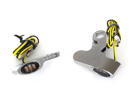 Elypse Under Perch Turn Signals - Chrome. Fits Softail 2015-2024 & Touring 2009-2023 Models with Cable Clutch.
