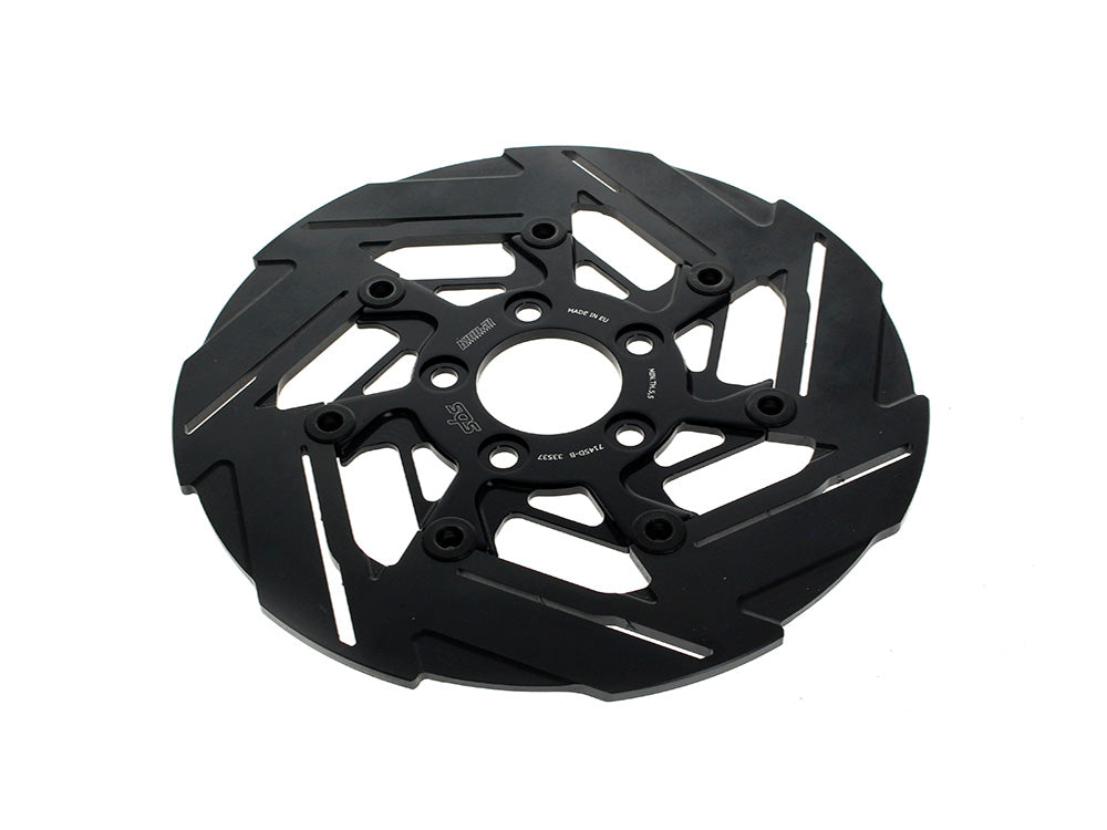 11.5in. Rear 7-Spoke Disc Rotor - Black Band & Black Carrier. Fits Big Twin 2000up & Sportster 2000-2010.