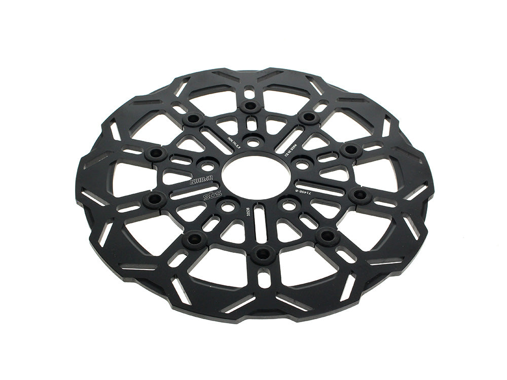 11.5in. Rear 10-Spoke Disc Rotor - Black Band & Black Carrier. Fits Big Twin 2000up & Sportster 2000-2010.