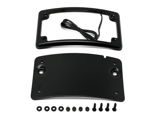 Curved Low Profile Number Plate Frame with LED Illumination - Black.