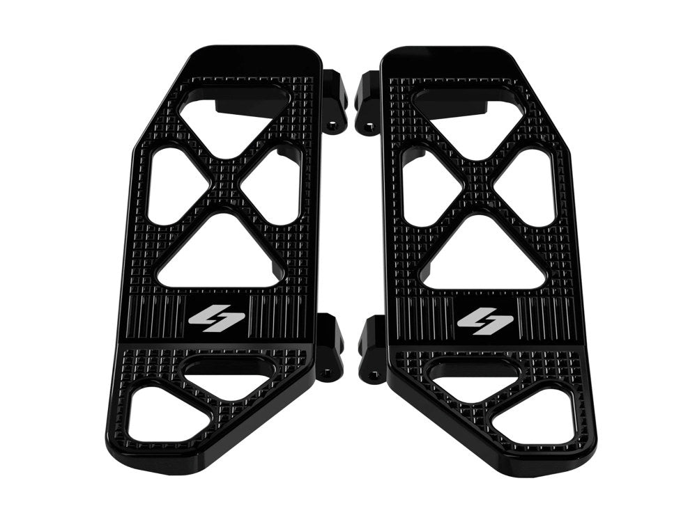 Max Lean Front Floorboards - Black. Fits Touring 1980up, FL Softail 1986-2017 & Dyna Switchback 2012-2016