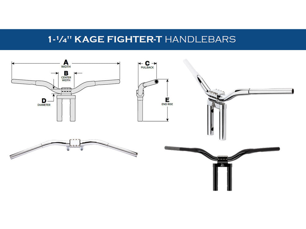 12in. x 1-1/4in. Straight Kage Fighter Handlebar - Chrome.
