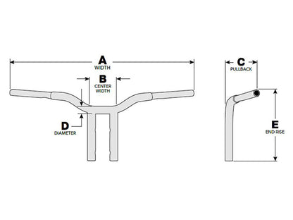 8in. x 1-1/4in. Pullback One Piece Kage Fighter Handlebar - Chrome.