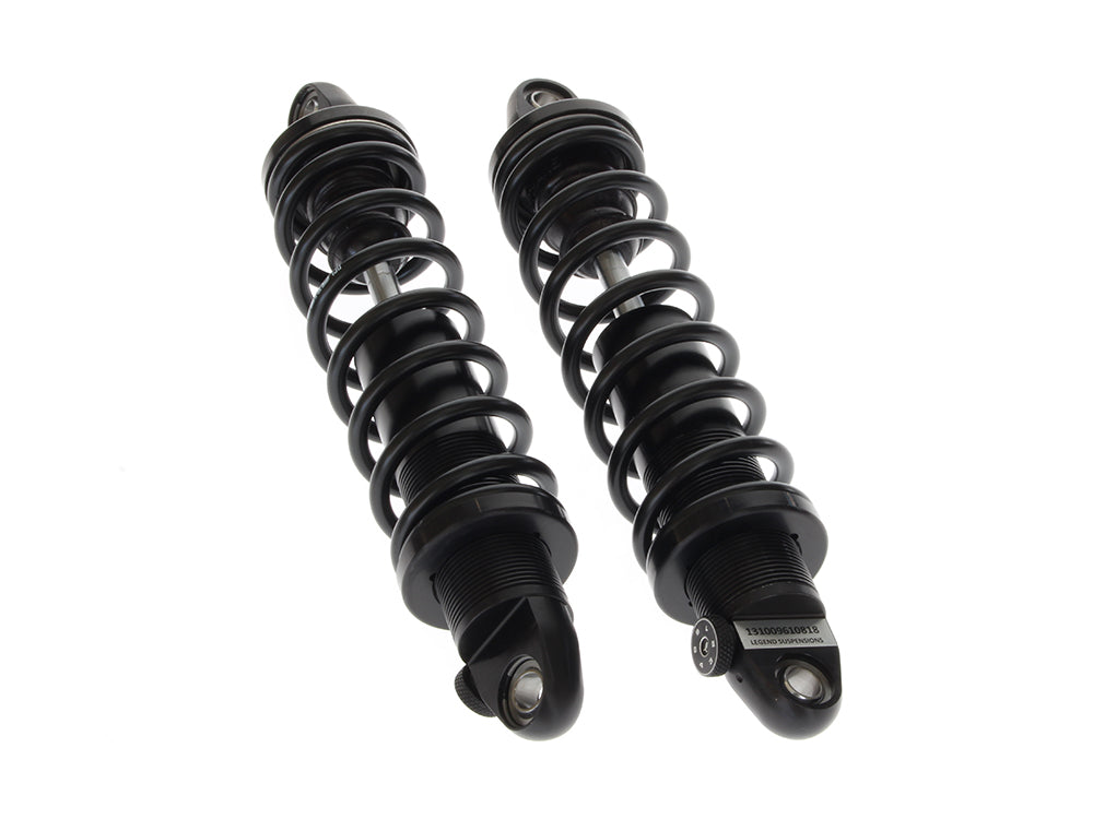 REVO-A Series, 13in. Adjustable Heavy Duty Spring Rate Rear Shock Absorbers - Black. Fits Touring 1999up.