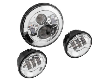 7in. HeadLight & 4.5in. Passing Lamps (2) Insert Bundle - Chrome. Fits H-D with 7in. Headlights & 4.5in. Passing Lamps.