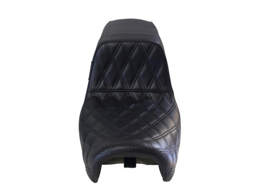 Kickflip Daddy Long Legs Dual Seat with Black Double Diamond Stitch - Extended Reach. Fits Dyna 2006-2017.