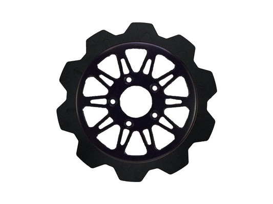 11.5in. Rear Omega Crown Disc Rotor - Black Band & Black Carrier. Fits Big Twin 2000up & Sportster 2000-2010.