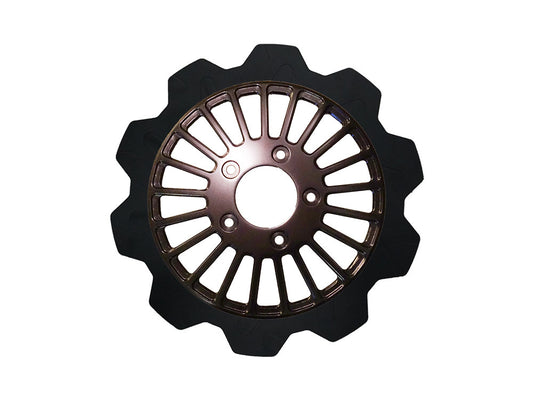 11.5in. Rear Breakout Crown Disc Rotor - Black Band & Black Carrier. Fits Big Twin 2000up & Sportster 2000-2010.