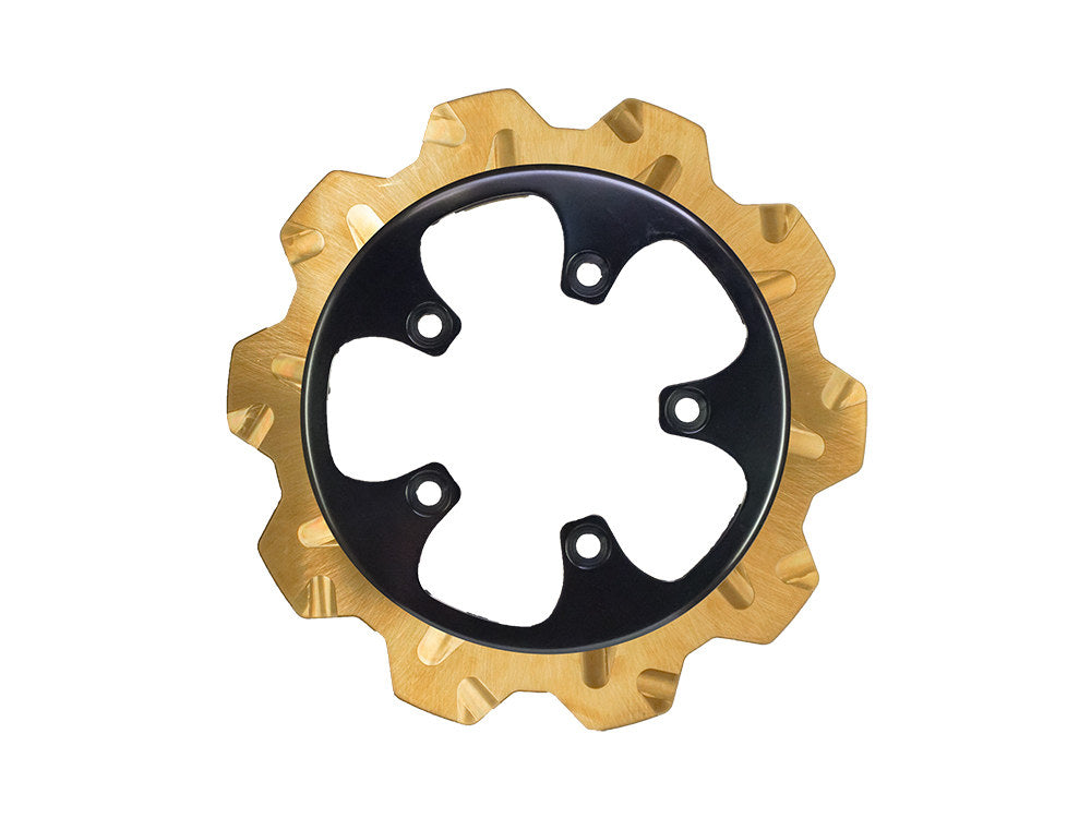 11.8in. Rear Crown Disc Rotor - Gold Band & Black Carrier. Fits V-Rod 2006-2017.
