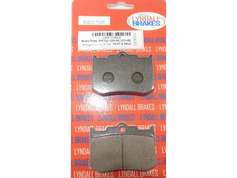 Z-Plus Brake Pads. Fits Performance Machine 125X4R & 137X4B Calipers & Softail 2006up with Performance Machine Integrated Caliper & Hawg Halters 4 Piston Calipers