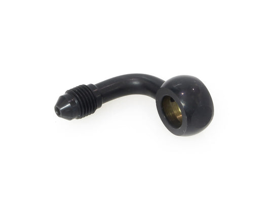 Black 3/8in. (10mm) ID, 90 Degree Banjo - Male #3 End.
