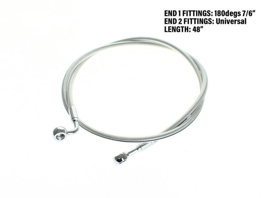 48in. E-Z Align Front Brake Line with 7/16in. x 180 Degree Banjo - Sterling Chromite.