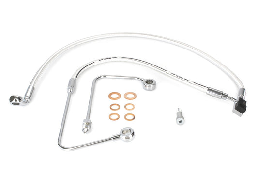 +2in. Over Length Lower Front Brake Line - Sterling Chromite. Fits FXST Softail 2011-2015 & Rocker 2011