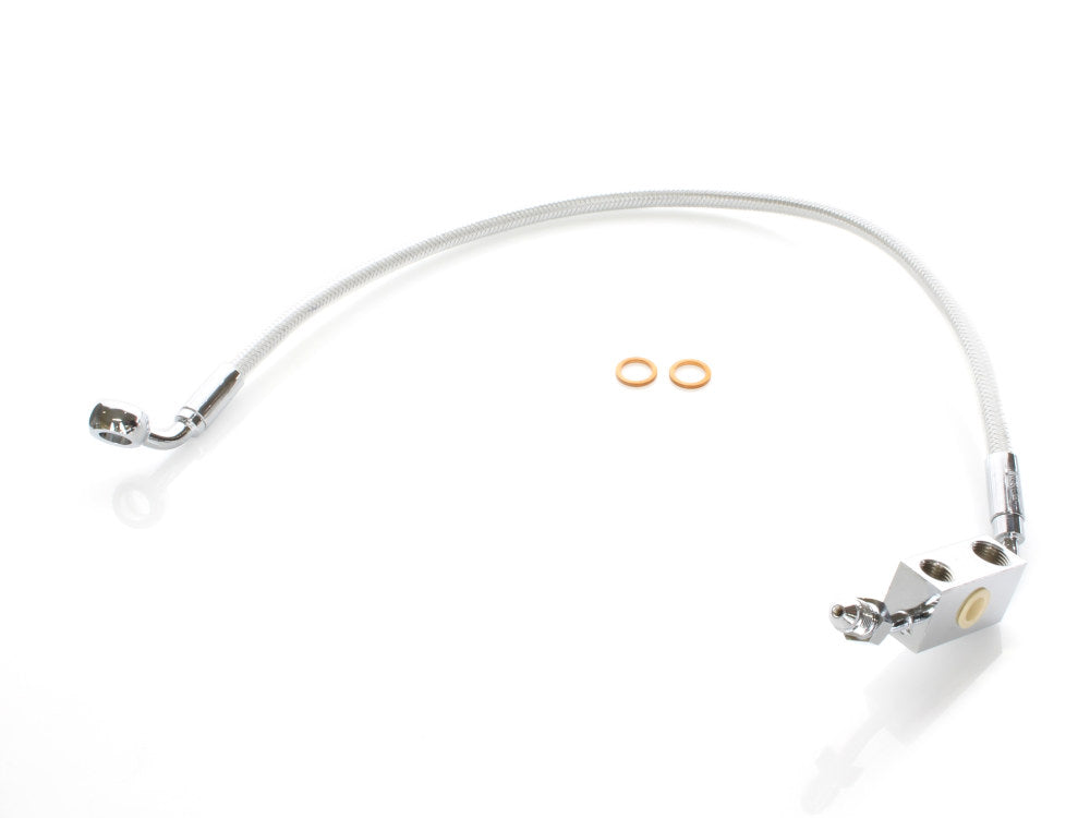 Stock Length Lower Front Brake Line - Sterling Chromite. Fits Sportster XL1200V 2014-2016