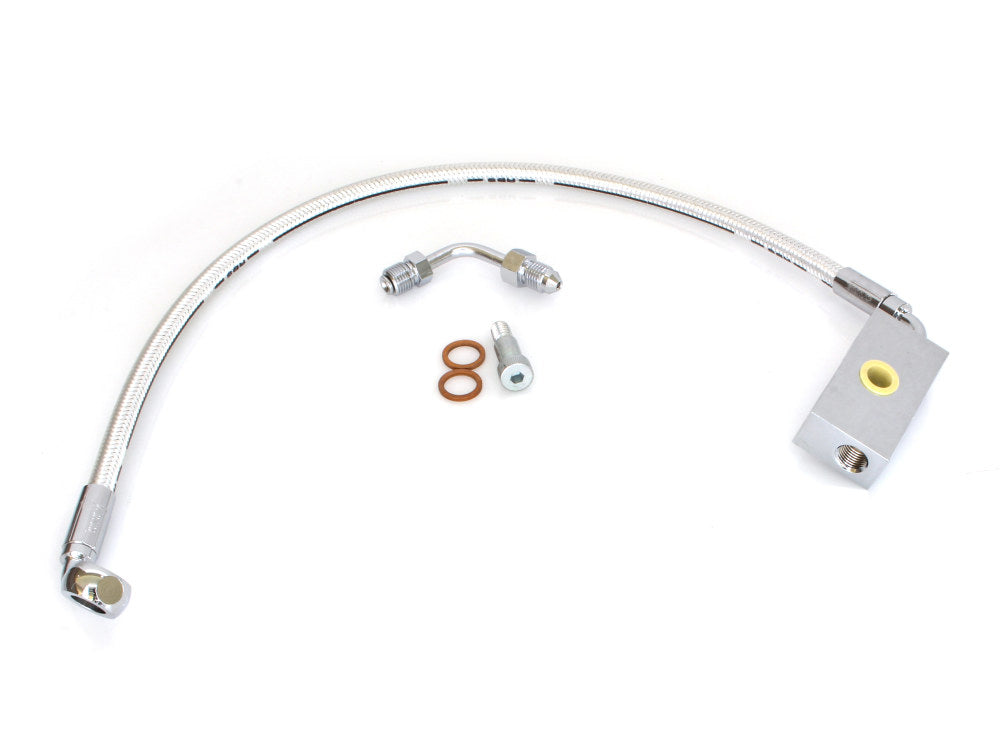 Stock Length Lower Front Brake Line - Sterling Chromite. Fits Softail 2018up