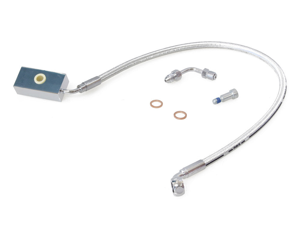 +4in. Length Lower Front Brake Line - Sterling Chromite. Fits Softail 2018up