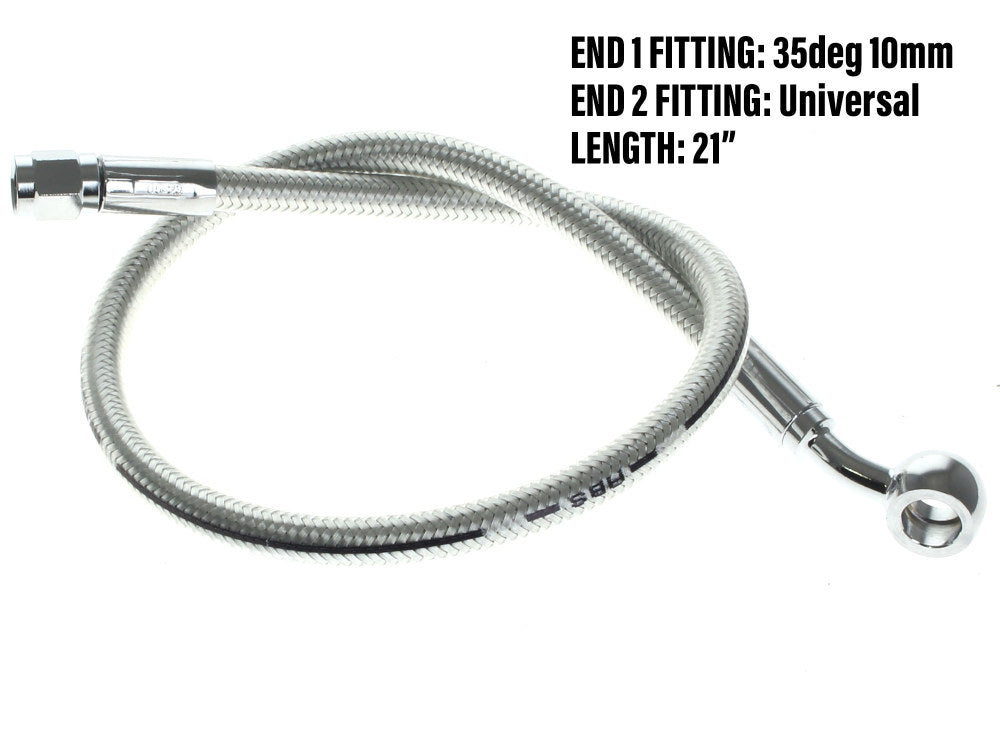21in. Upper Front Brake Line with 10mm x 35 Degree Banjo - Sterling Chromite.