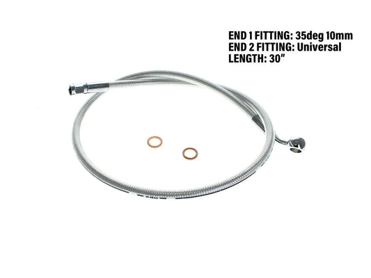 30in. Upper Front Brake Line with 10mm x 35 Degree Banjo - Sterling Chromite.
