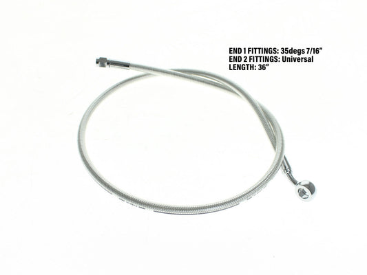 36in. Upper Front Brake Line with 7/16in. x 35 Degree Banjo - Sterling Chromite.