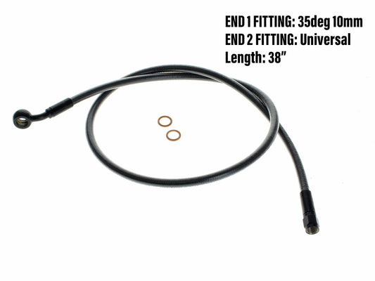 36in. Upper Front Brake Line with 10mm x 35 Degree Banjo - Black Pearl.