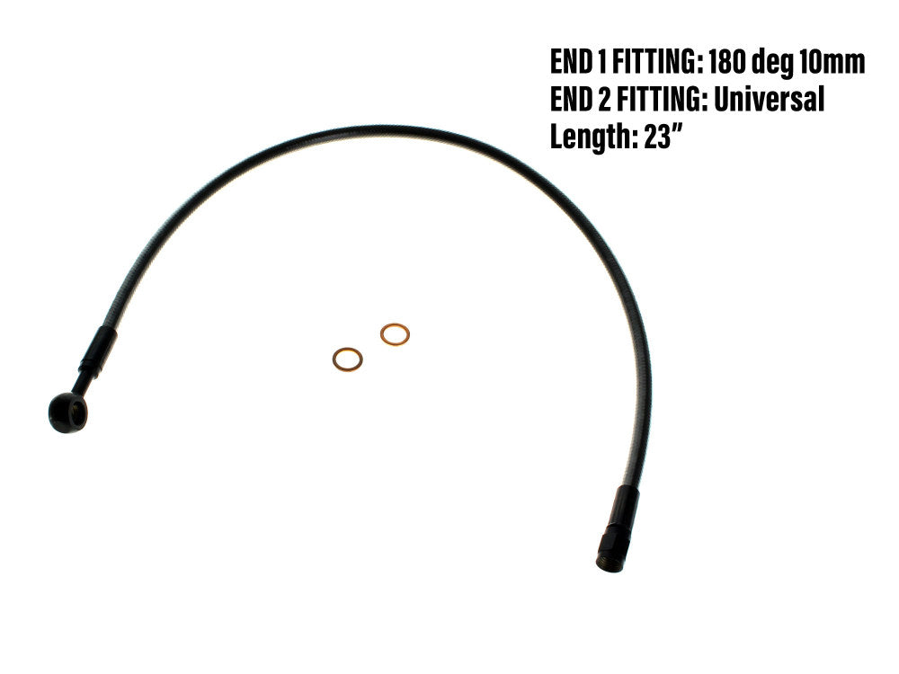 23in. Upper Front Brake Line with 10mm x 180 Degree Banjo - Black Pearl.