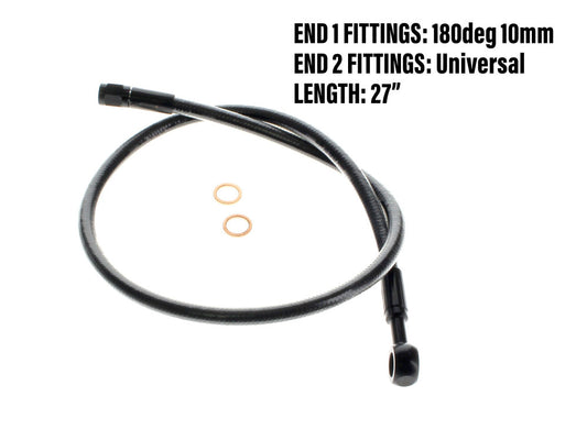 27in. Upper Front Brake Line with 10mm x 180 Degree Banjo - Black Pearl.