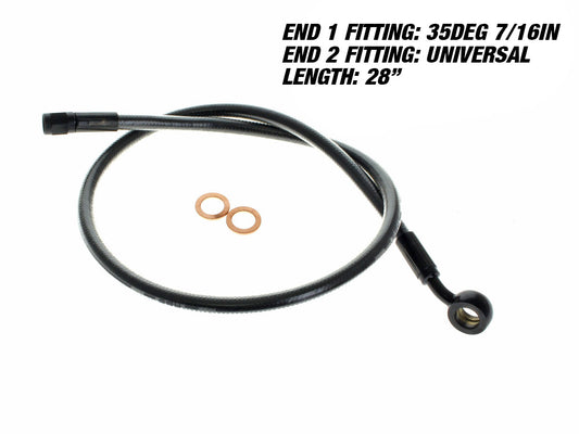 28in. Upper Front Brake Line with 7/16in. x 35 Degree Banjo - Black Pearl.