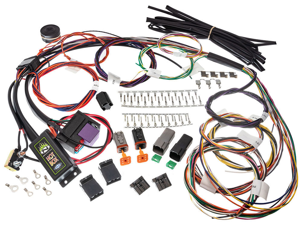 Wiring Harness. Fits all non-EFI Bikes. This kit has Run, Brake & Turn feature for rear turn signals and Turn only feature for front signals with separate daytime running light wires.