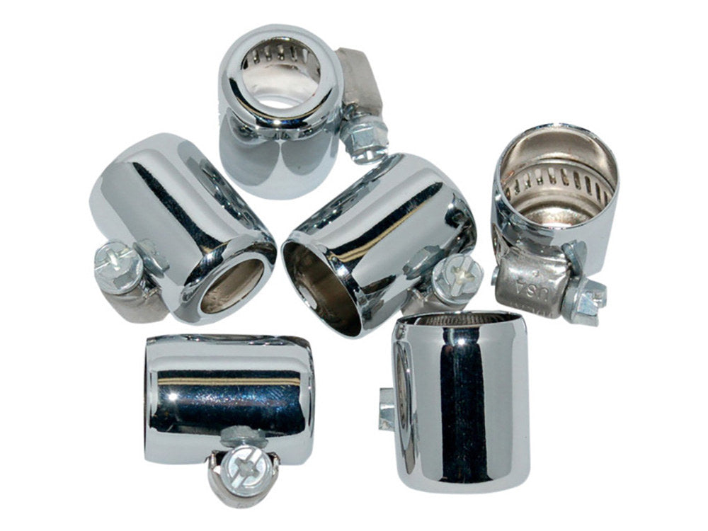 3/8in. Hose Clamp Ends - Chrome. Pack of 6