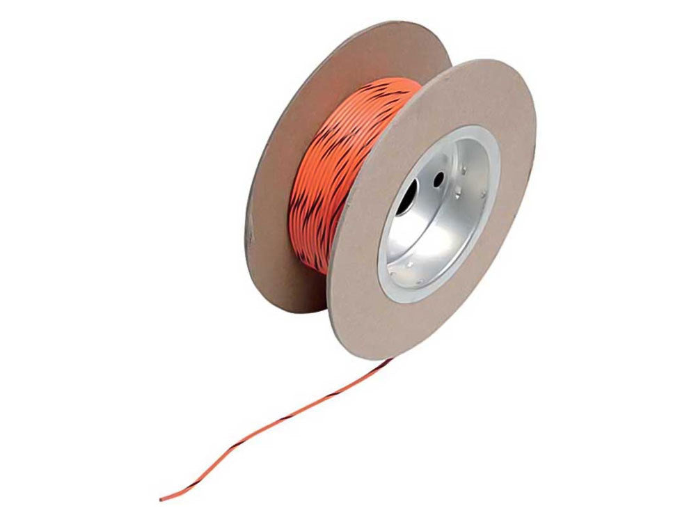 18-Gauge Wire - Orange with Black Stripe.