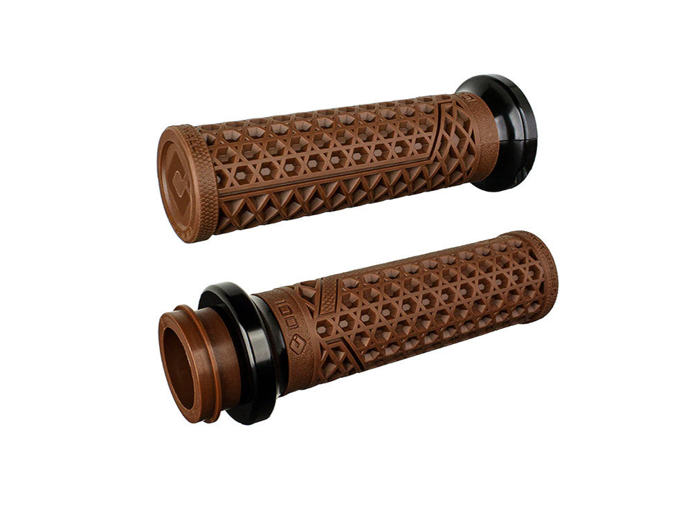 Vans Signature Lock-On Handgrips - Brown/Black. Fits Indian Touring 2018up.