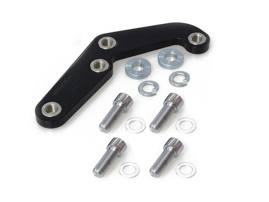 Left Hand Front Caliper Mount - Black. Fits Big Twin & Sportster 1984-1999 Models with Narrow Glide Front End & Spoke wheel.