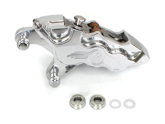 Left Hand Front 6 Piston Caliper - Polished. Fits Softail 2000-2014, Dyna 2000-2017, Touring 2000-2007 & Sportster 2000-2007.