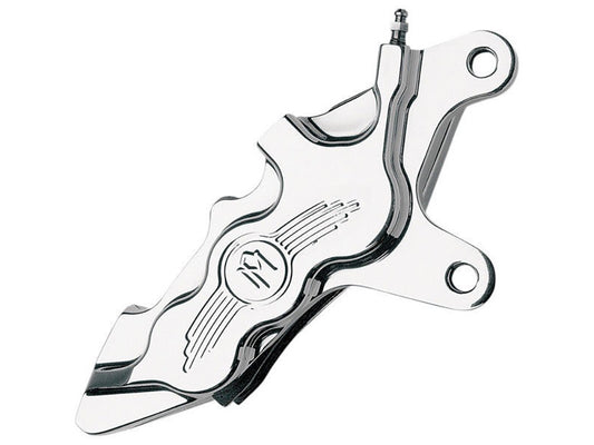 Right Hand Front 6 Piston Caliper - Chrome. Fits Softail 2000-2014, Dyna 2000-2017, Touring 2000-2007 & Sportster 2000-2007.