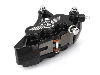 Left Hand Front 6 Piston Caliper - Black Contrast Cut. Fits Softail 2000-2017, Dyna 2000-2005, Touring 2000-2007 & Sportster 2000-2007 Models with 13in. Disc Rotor.