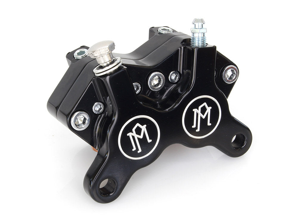 Universal 4 Piston Caliper - Black Contrast Cut. Fits H-D with 11.5in. Disc Rotor.