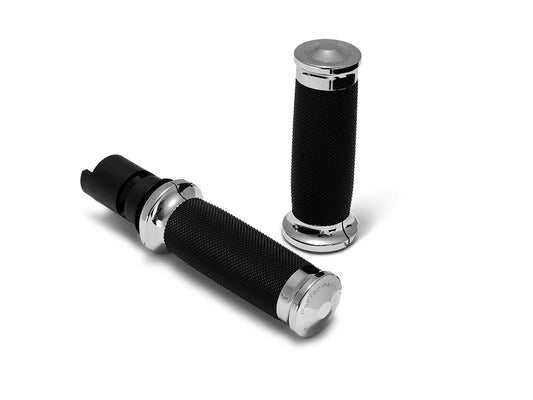 Contour Handgrips - Chrome. Fits CVO Touring 2023up, Street Glide & Road Glide 2024up, Touring 2025up & Softail 2025up