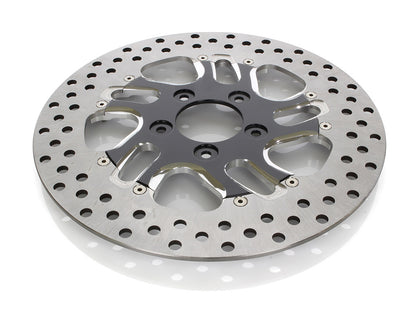 11.5in. Right Hand Front Rival Disc Rotor - Black Contrast Cut Platinum. Fits H-D 1984up with 11-1/2in. Disc Rotor(s).