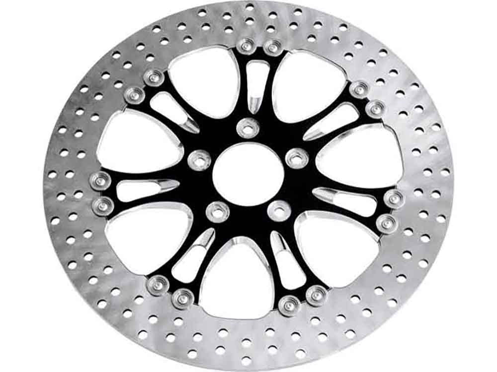 11.5in. Rear Heathen & Paramount Disc Rotor - Black Contrast Cut Platinum. Fits H-D 1981up with 11-1/2in. Disc Rotor.