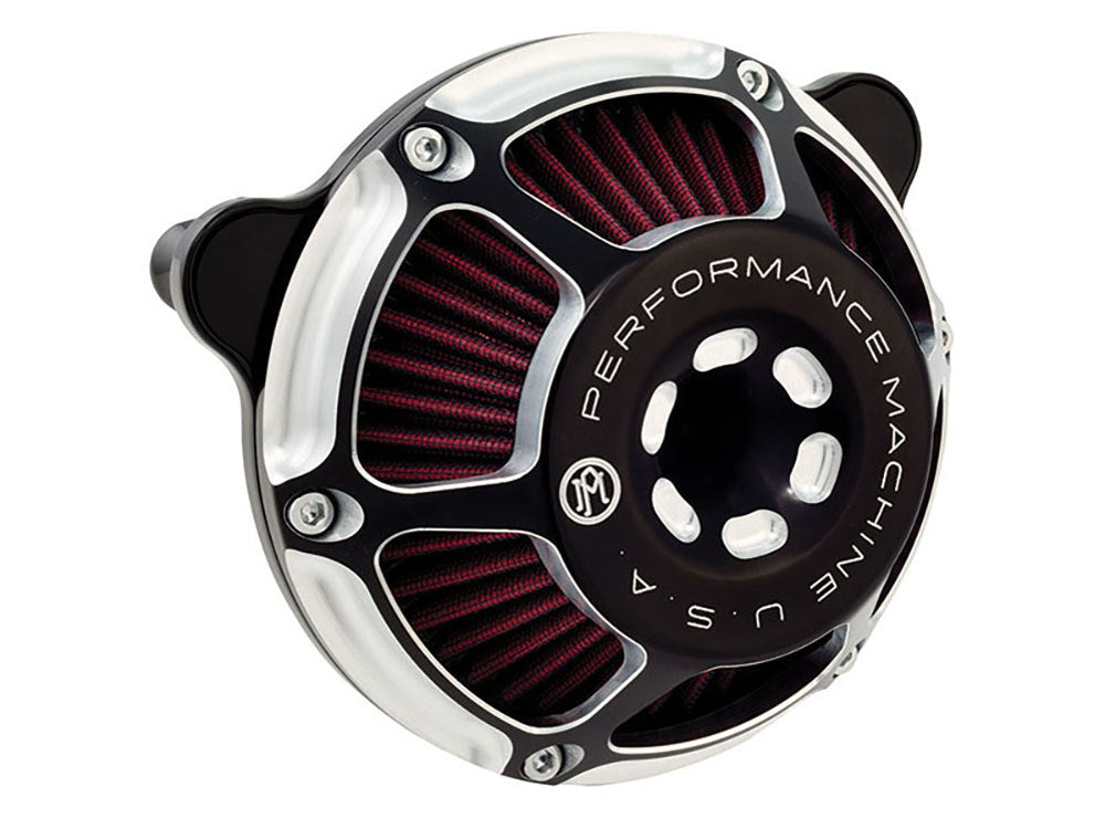 Max HP Air Cleaner Kit - Black Contrast Cut. Fits Big Twin 1993-2017 with CV Carb or Cable Operated Delphi EFI