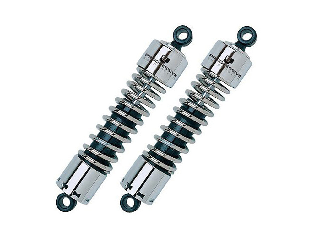 412 Series, 11in. Heavy Duty Spring Rate Rear Shock Absorbers - Chrome. Fits Dyna 1991-2017 & FLD 2012up.