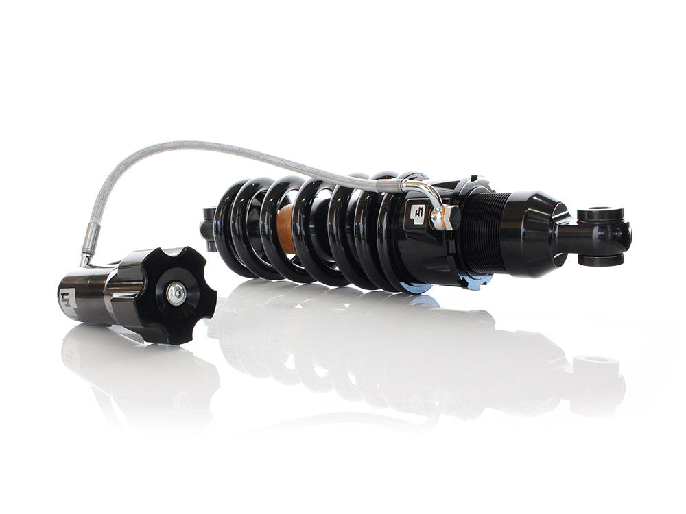 465 Series, 12.6in. Rear Shock Absorber with Remote Adjustable Preload & Heavy Duty Spring Rate - Black. Fits Softail 2018up.