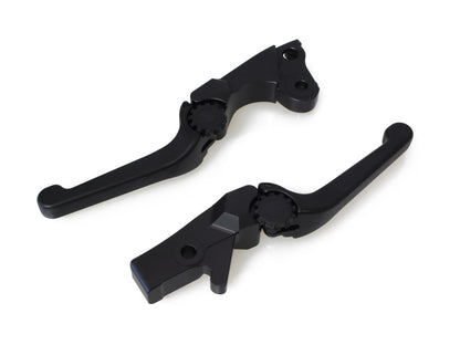 Adjustable Anthem Levers - Black. Fits Softail 1996-2014, Dyna 1996-2017, Touring 1996-2007, Sportster 1996-2003.