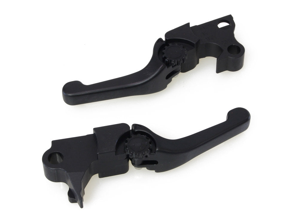 Adjustable Shorty Anthem Levers - Black. Fits Softail 1996-2014, Dyna 1996-2017, Touring 1996-2007, Sportster 1996-2003.