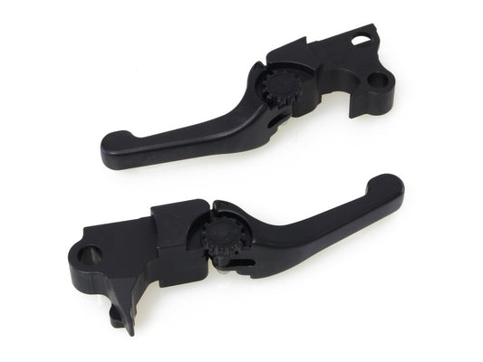 Adjustable Shorty Anthem Levers - Black. Fits Softail 1996-2014, Dyna 1996-2017, Touring 1996-2007, Sportster 1996-2003.