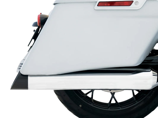 4-1/2in. DBX45 Slip-On Mufflers - Chrome with Black Slash Cut End Caps. Fits Touring 2017up