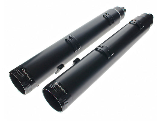 4.5in. Slip-On Mufflers - Black with Black End Caps. Fits Indian Big Twin 2014up with Hard Saddle Bags.