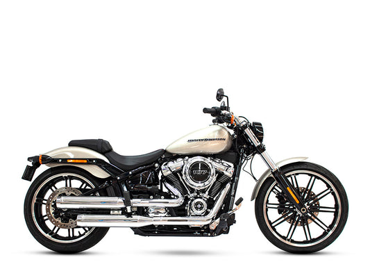 3-1/2in. Slip-On Mufflers - Chrome with Chrome End Caps. Fits Softail Slim, Street Bob, Standard & Low Rider Models 2018-2024 & Breakout & Fat Boy 2018up