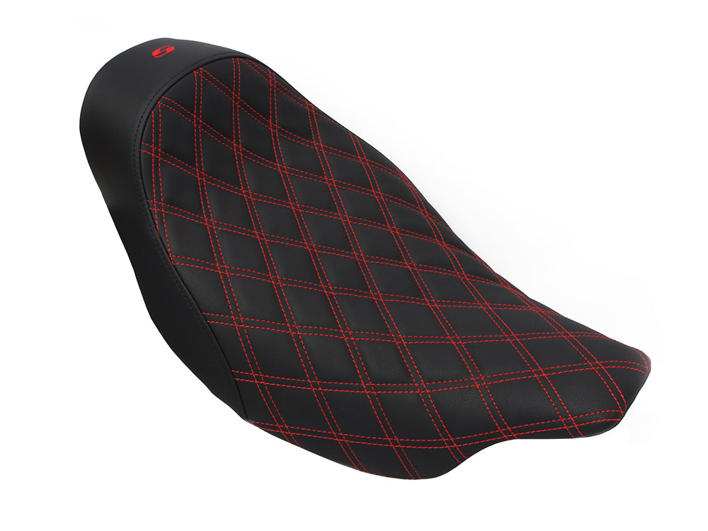 Renegade LS Solo Seat with Red Double Diamond Lattice Stitch. Fits Most Touring 2008-2024