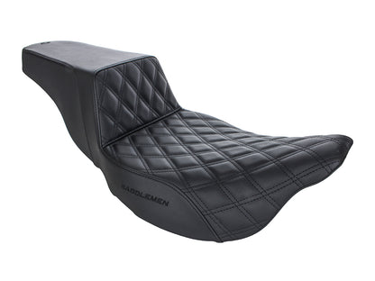 Step-Up LS Dual Seat with Black Double Diamond Lattice Stitch. Fits Most Touring 2008-2024